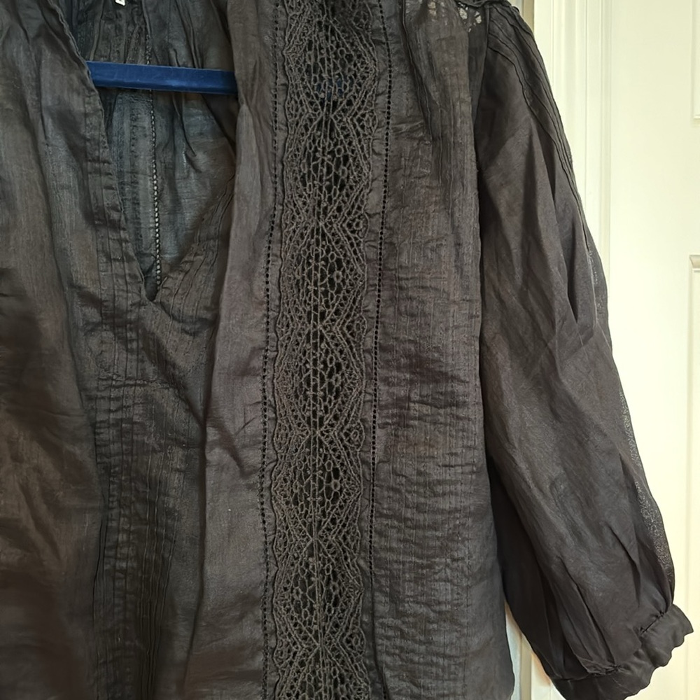 Frame black lace 3/4 sleeve blouse - Picture 3 of 13